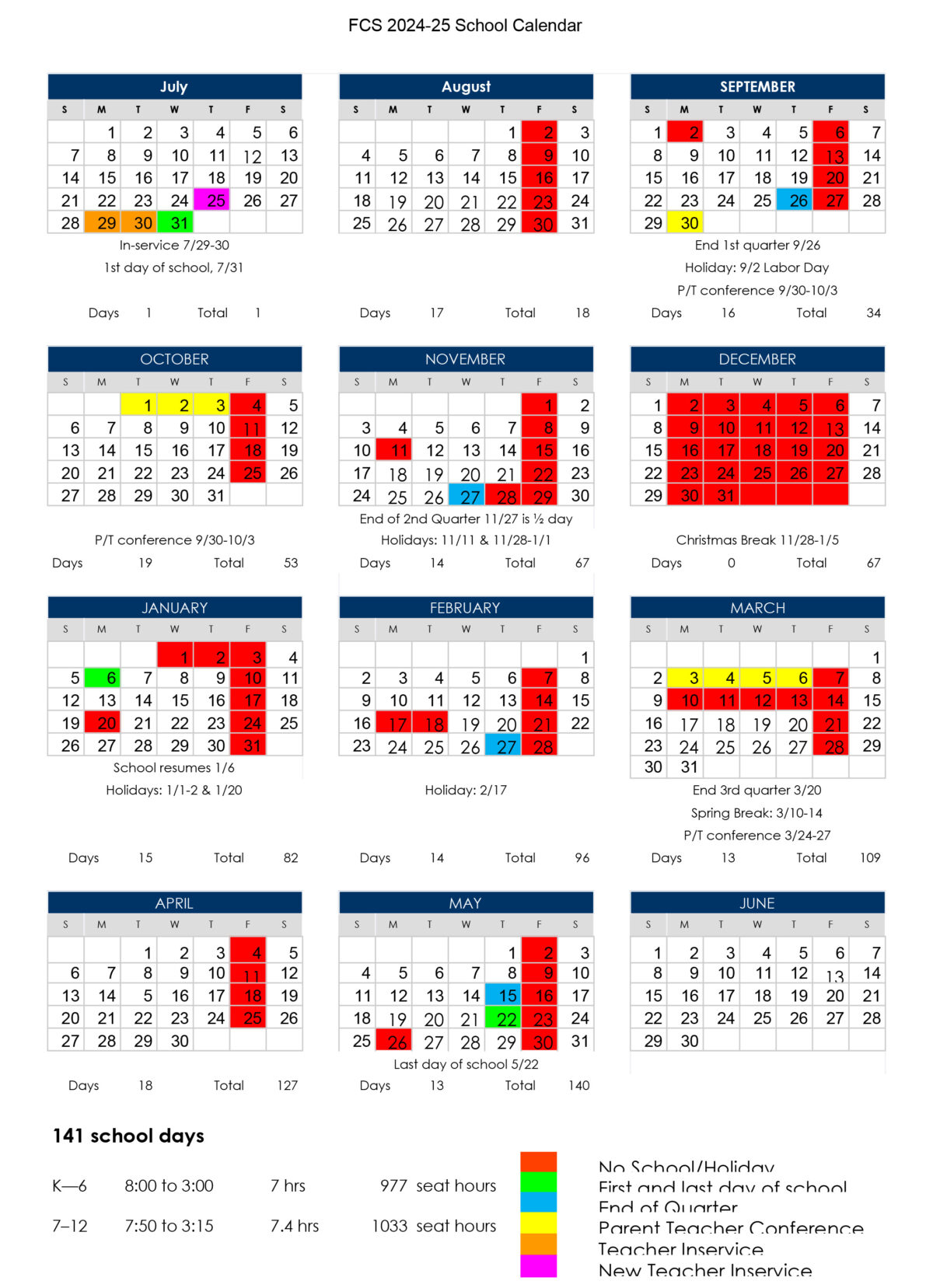 FCS Academic Calendars Flagstaff Christian School