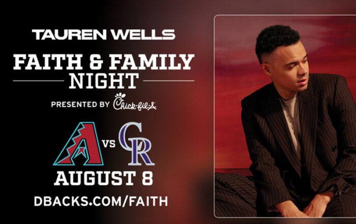 D-Backs Faith and Family Night promo image with Tauren Wells