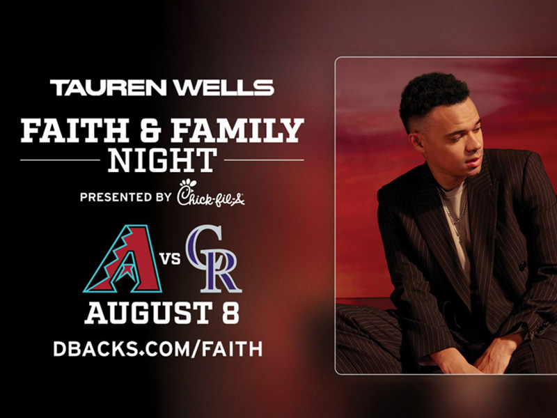 D-Backs Faith and Family Night promo image with Tauren Wells